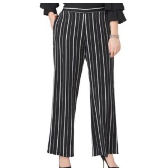 Jones Studio Pants - Jones Studio (size 2X)Black and White Stripped Wide Leg Dress Pants with pockets